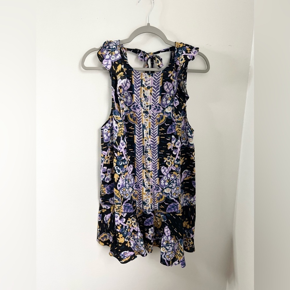 Free People Floral Mini Dress Black Purple Medium